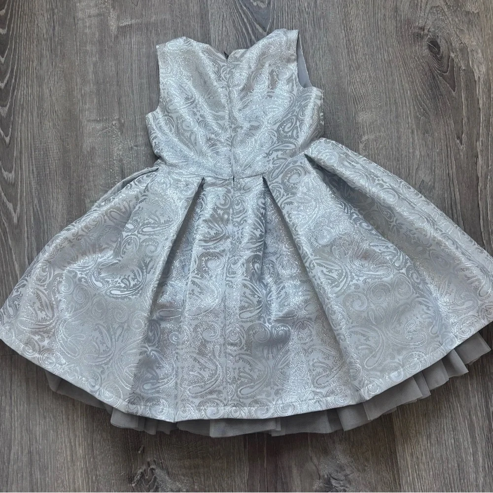 Elegant Silver Kids Dress with Intricate Design